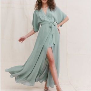 Sage Green Reformation Winslow Wrap Dress